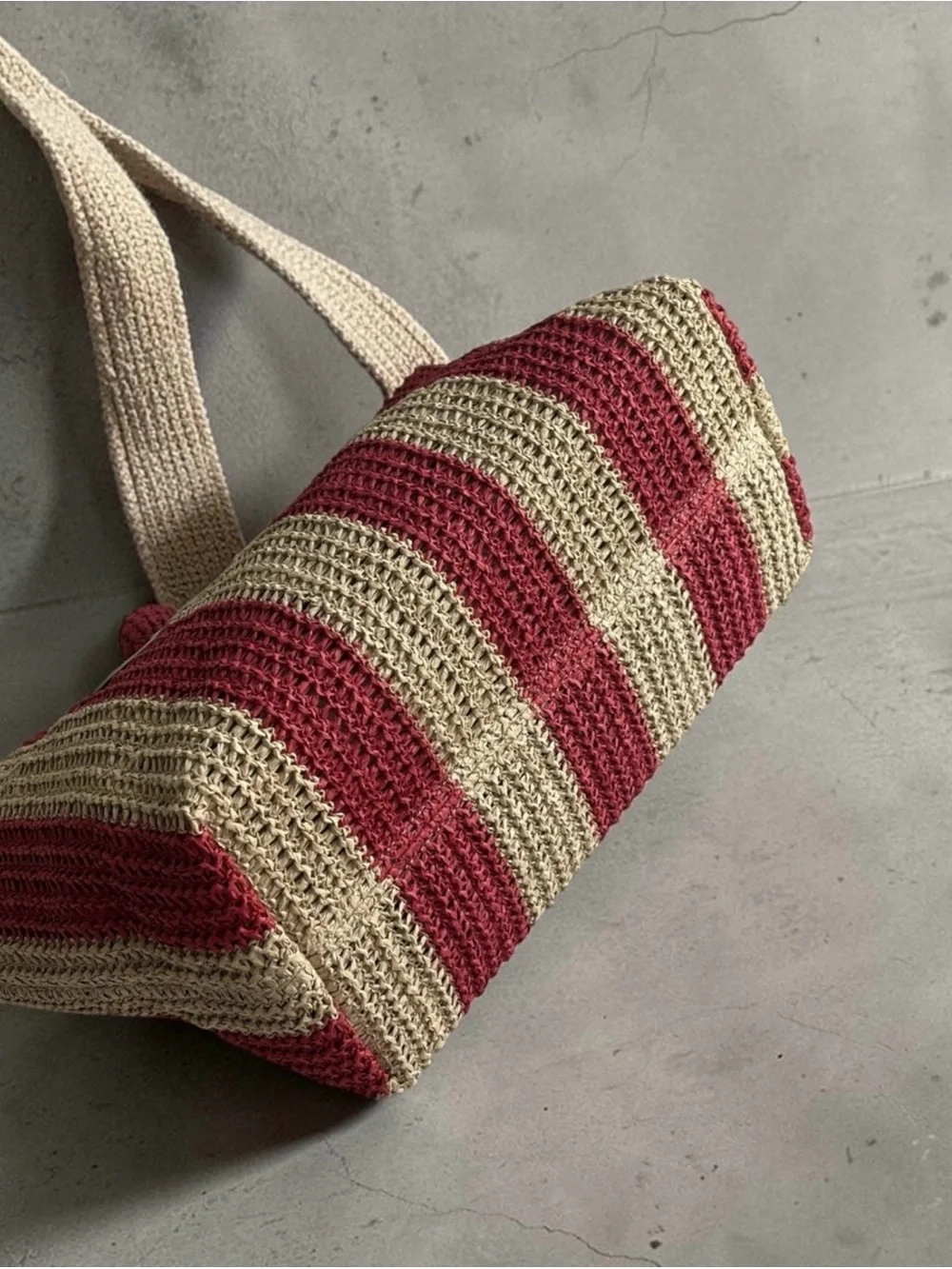 Coach Striped Straw City Tote Womens Shoulder Bag with Charm CER30 Red/Tan NWT